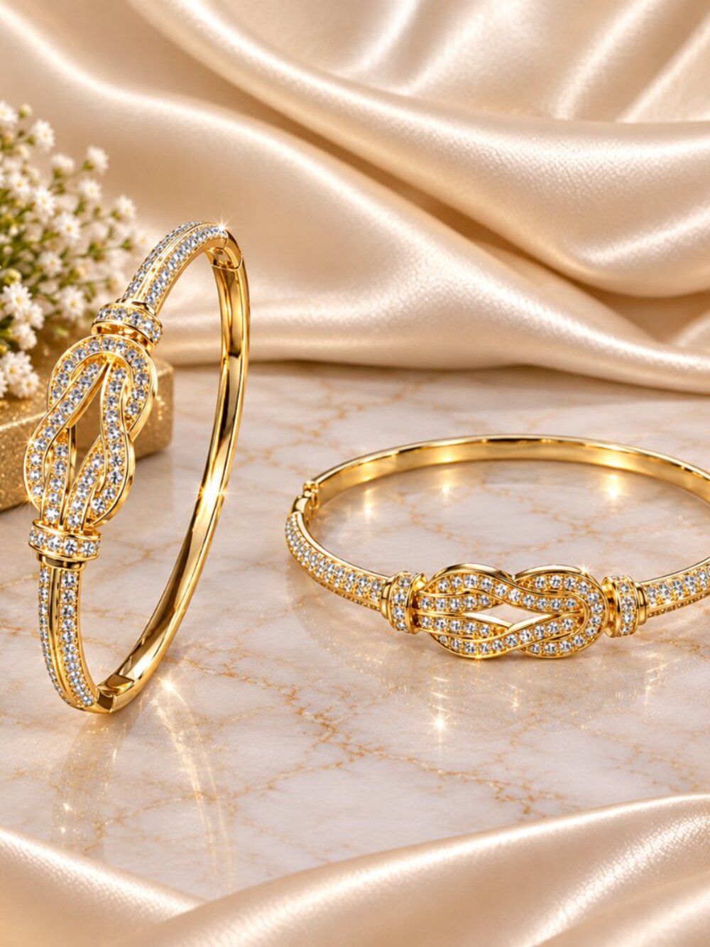 Beautiful intertwined knot centerpiece accented bangle